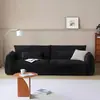 Sofá de Chenille Bauhaus Retrô Nórdico para Sala de Estar Apartamento Pequeno Estrutura de Aço Pequena Sofá-Cama de Tecido com Encosto Alto Madeira de Pinus