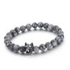 Pulsera de cuentas de acero inoxidable con cabeza de lobo distintiva, ¡novedad en Amazon! Pulsera de cuentas de ojo de tigre y ónix negro para hombre.