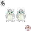 Pendientes Avale Original Exquisitos Luminosos de Búho Blanco Chapados en Oro Pendientes de Plata de Ley S925 Joyería Pendientes para Mujer