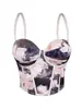 Popular Top de Bikini con Estampado de Espina de Pescado, Adelgazante y Favorecedor de la Figura, con Copas, Estilo Camisola, Atuendo de Puro Deseo, Top Tubo de Espina de Pescado