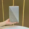 Nuevo Estilo Transfronterizo Simple Europeo y Americano Bolso de Noche Incrustado con Pedrería Lujo Ligero Bolso de Mano Cuadrado Pequeño Bolso de Hombro Bolso para Teléfono