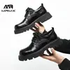 Sapatos Masculinos de Couro Preto com Bico Redondo Estilo Britânico Formal de Negócios Casuais Tendência Sapatos Masculinos Couro Aumentador de Altura Homens