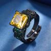 Outono e Inverno novo estilo Zhuang Sheng jóias fundo de cobre banhado a ouro banhado a flor de gelo corte de alto carbono diamante cobre embutido personalidade anel feminino 10*10