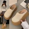 Zapatillas de Media Piel con Plataforma y Puntera para Mujer Verano Ropa de Exterior 2025 Nuevos Zapatos Birkenstock que Aumentan un Poco la Altura Sandalias y Chanclas de Playa