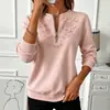 Moletom pullover outono novo com bordado, top casual de manga longa com meio zíper para mulheres, comércio exterior transfronteiriço da Amazon europeia e americana de 2026