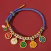 Pulsera tejida a mano de Xizang con Nudo de Flor de Melocotón de la Fortuna de Cinco Vías, Cuerda Multicolor Estilo Étnico, Pulsera de Cuerda Roja de la Montaña Wutai