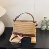 Bolso Tejido de Paja con Rayas Arcoíris para Mujer 2026 Nuevo Bolso de Playa Tejido Bolso de Mano de Nicho para el Trabajo Bolso Cruzado