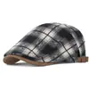 Boina de Suede y Felpa con Visera Estilo Académico Otoño e Invierno Beret Artístico Retro Cuadros Dopamina Gorra Reversible
