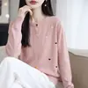 Cárdigan de punto bordado con corazón de estilo dulce para mujer, abrigo fino de manga larga nuevo para otoño, prenda exterior elegante