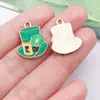 Serie de Festivales Irlandeses Accesorios de Joyería de Esmalte de Dibujos Animados DIY Colgante Individual Trébol Verde Charm para Pulsera