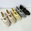 Zapatos Mary Jane de mujer ZA transfronterizos tejidos con diseño calado, disponibles en tallas 35-43, transpirables y versátiles, con diseño de una sola correa y suela plana
