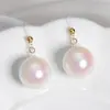 Novo Estilo Luxo Leve Elegante High-end Algodão Pérola Flor Contas Pingente Brincos Gancho de Orelha Elegante Explosões Moda Brincos Versáteis