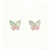 Aretes de Mariposa Coloridos de Resina de Plata Pura S999, Rosa y Azul Fresco con Acentos Dorados, Aretes de Mariposa Simples y Versátiles para Estudiantes, Venta al por Mayor