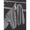 Jaqueta cardigan de tricô cleanfit cinza claro masculina outono preguiçoso sensação de alta qualidade cardigan de botões gola redonda retrô