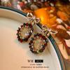 Aretes Ovalados de Cristal Perla Lazo Zircón Aguja de Plata Aretes Elegantes de Lujo Accesible a la Moda Aretes Nicho Personalizados para Mujer