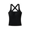 Camisola negra con espalda descubierta y cinturón sexy de verano con almohadilla para el pecho, prenda exterior, parte superior corta con espalda descubierta y diseño cruzado de viento Pure Desire, chaleco pequeño para mujer
