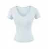 Camiseta Feminina de Verão Novo Estilo Manga Curta, Camisa Base Lisa Costurada em Seda de Gelo, Top Versátil de Corte Justo