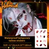 Combinación de Pegatinas de Tatuaje con Elementos de Terror de Halloween Transfronterizos Cos Maquillaje de Terror de Halloween Estilo Atmósfera Divertida