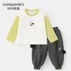 Conjunto Duas Peças Kaka Panda Manga Longa e Calça Longa Infantil Roupa de Outono para Meninos Conjunto Casual de Outono para Meninas Roupa Moderna para Bebês e Crianças