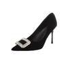 Moda Luxo Leve Sapatos Pretos de Salto Alto para Mulheres, Saltos Agulha, Novo Estilo Primavera 2026, Bico Fino Elegante, Sapatos Confortáveis para Socialites