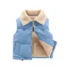 Colete de Lã Polar Infantil para Meninos e Meninas, Colete de Outono e Inverno, Colete Quente de Veludo de Cordeiro para Bebê para Usar por Cima