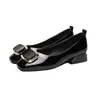 Zapatos Planos de Mujer para Primavera/Verano 2026, Nuevos, de Charol, con Hebilla Cuadrada, Escotados, Tacón Bajo, Tacón Grueso, Suela Suave, Versátiles para el Trabajo