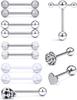 Kit com 12 peças de piercing de língua em aço inoxidável, best-seller da Amazon, haste reta, cores mistas de 4 cores opcionais, joia para perfuração de língua para venda rápida