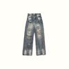 Pantalones vaqueros de corte antiguo lavados estilo americano de High Street, pantalones holgados, rectos y a la moda de hip hop para hombres y mujeres.