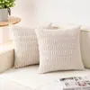 Funda de Cojín de Pana Rayada Blanco Crema 18x18 pulgadas Decoración de Sofá para Sala de Estar