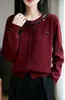 Cardigan de Lã Novo Outono e Inverno Feminino Solto Manga Longa Roupa de Mãe Top Moda Gola Redonda Suéter de Tricô Camada Base