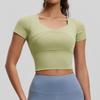 Tops de Yoga con Almohadillas en el Pecho, Mallas Deportivas de Manga Corta para Yoga, Transpirables, de Secado Rápido, Moldeadoras del Cuerpo, Casuales y Versátiles para Mujer