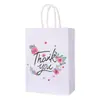Bolsa de presente em couro de vaca branca com impressão de letras criativa simples bolsa de presente prática bolsa de presente de agradecimento