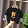 G2011# camiseta de manga larga para niños, estilo dos piezas cosidas, para primavera y otoño, nueva, estilo extranjero, fina, para usar debajo, cuello redondo, chaqueta de moda