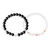 Pulsera de Cuentas de Plata de Ley S925 Obsidiana para Pareja de Fujian y Guangdong Pulsera con Cruz de Perlas de Agua Dulce Regalo para Novia