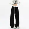 Pantalones Casuales Unisex Diseño Holgado Retro Americano 2026 con Cintura Curva, Caídos, En Stock para Mayorista, Negro