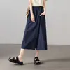 Calidad de Mostrador 2025 Verano Nueva Moda Cintura Alta Adelgazante Relajación Perezosa Casual Color Sólido Falda Pantalón Línea A Ropa de Mujer