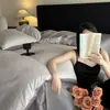 Juego de ropa de cama de cuatro piezas de jacquard de algodón puro, 100 unidades, sensación de lujo ligero y alta gama, juego de ropa de cama textil para el hogar 100% algodón, juego de funda de edredón de tres piezas
