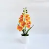 Novo Vaso Redondo Alto Nórdico 8 Flores Phalaenopsis Planta em Vaso Simulação Decoração de Restaurante Cafeteria Flor Artificial Pequeno Ornamento de Bonsai