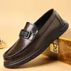 Zapatos Casuales de Cuero Negros para Hombre Nuevos Transpirables Formales de Negocios Mocasines Slip-on Zapatos Lazy Bean