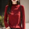 25 Anos Início do Outono Novo Tricô Meia-Gola Manga Longa Feminino Jacquard Estéreo Efeito Emagrecedor Pulôver Camisa Base Top