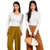 Liquidación Otoño e Invierno Base Delgada para Mujer con Ácido Hialurónico Ropa Interior Camiseta de Manga Larga Ajustada Cuello Redondo Top de Cuello Semi Alto
