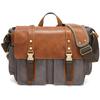 Bolso de Hombro Vintage para Hombre Hecho de Lona Encerada al Aceite con Cuero de Vaca de Primera Capa, Bolso Cruzado, Bolso de Hombro Cruzado, Portátil