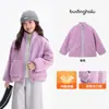Pudding Haru coleção de inverno: top de blocos de cor para meninas, novo estilo de inverno 2026, jaqueta acolchoada quente infantil, moderno