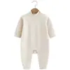 Macacão para Bebê Recém-Nascido Outono e Inverno Gola Alta Algodão Colorido Espessado Sem Costura Camada Base Macacão Unissex Roupa Interna Quente para Engatinhar