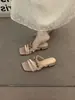 Sandalias de Exterior tipo Chanclas Francesas de Tacón Grueso Únicas para Mujer, Verano 2025, Elegantes Sandalias de Noche para Combinar con Vestidos