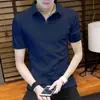 Atacado de Fabricante Camisetas de Verão de Manga Curta com Lapela para Homens Jovens e de Meia-Idade Camisas Polo Soltas Casuais Camisetas de Cor Pura