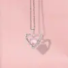 Novo colar de coração com diamante e laço, de luxo leve, de alta qualidade, para casais, de uso versátil, para a primavera e o verão de 2024, europeu e americano