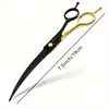 Las cortapelos curvas Wingsbro de 7.0 pulgadas en color negro y dorado, que se doblan hacia abajo, son adecuadas para abrir y cerrar el pelaje de los perros, para peinar y para esteticistas de mascotas.