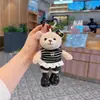 Nuevo Top Rayado, Falda de Encaje, Llavero de Oso de Peluche Piernas Largas, Encanto de Bolsa de Muñeca Personalizado Lindo y Adorable