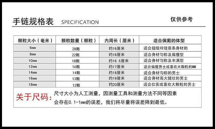 手链规格表